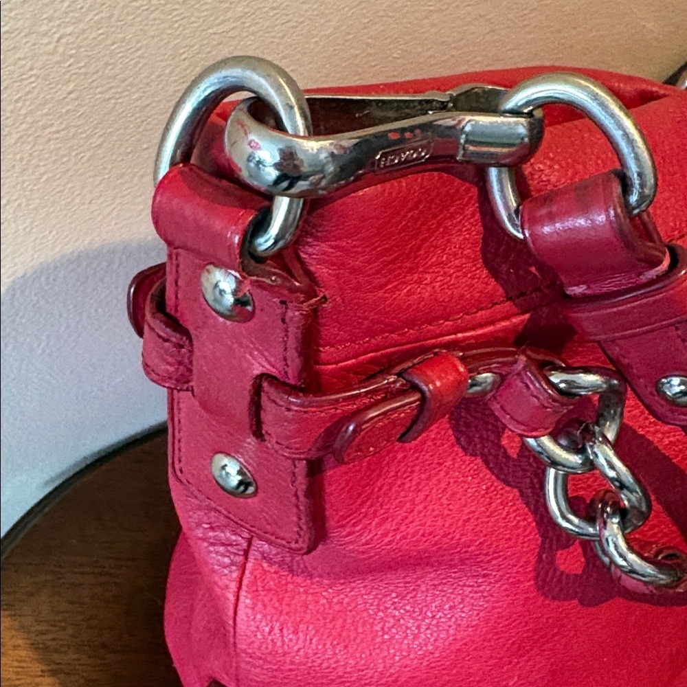 Coach Brooke  shoulder bag Satchel pebbled leather  Red 14142  Silvertone Hw EUC - Picture 8 of 17